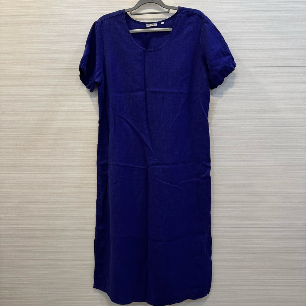 Russ Berens Vintage Linen Royal Blue Maxi Shift Dress size Medium